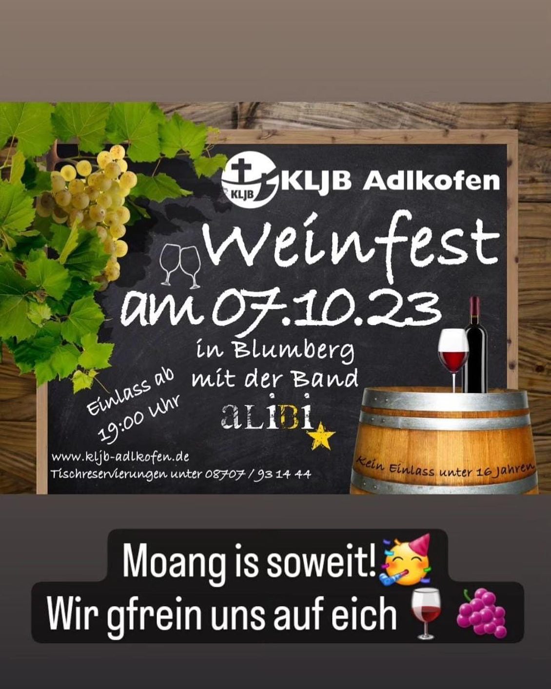 Um Tischreservierung wird gebeten unter: 08707/931444